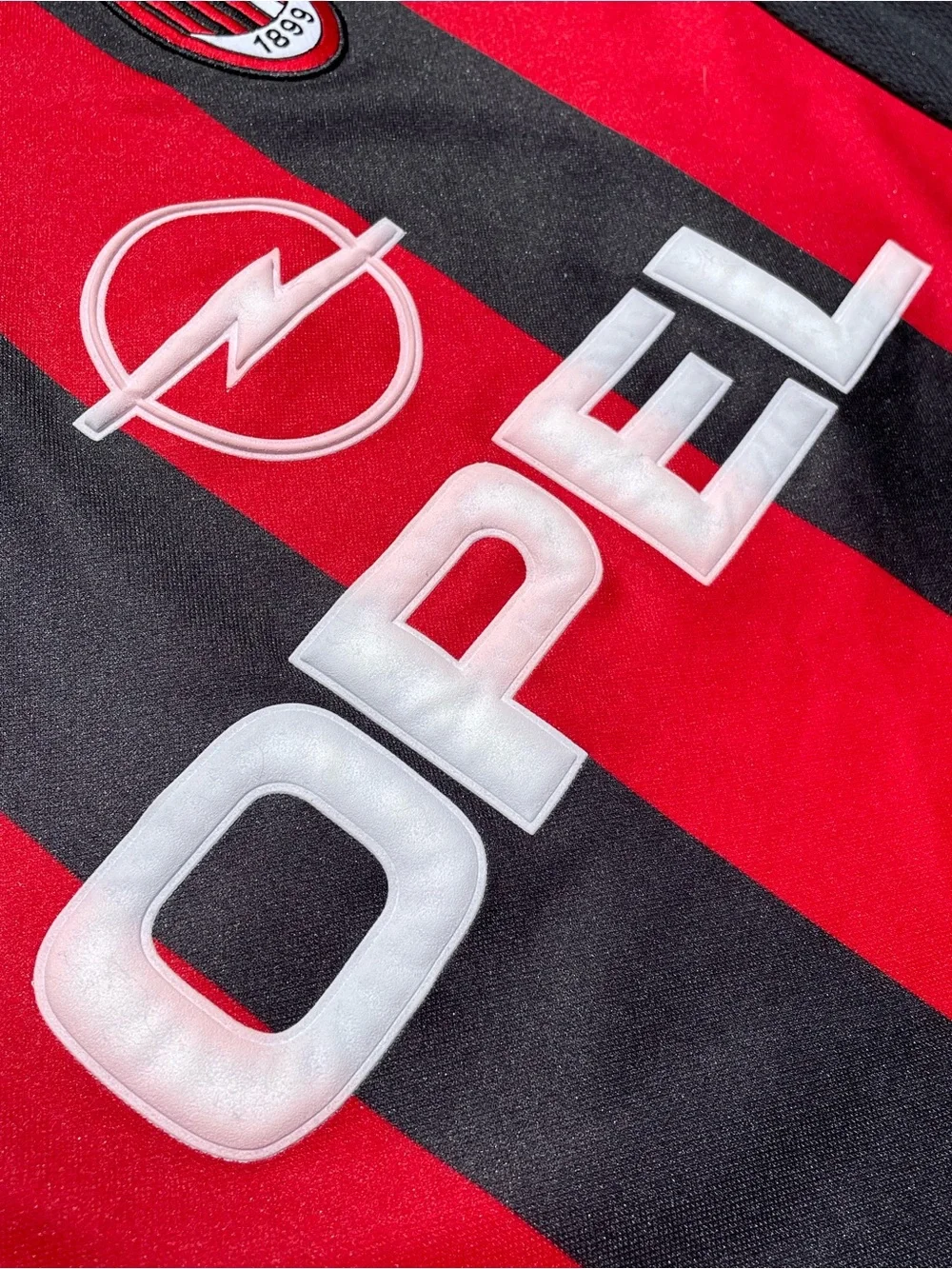 Vtg Adidas AC Milan 90s Y2K ACM Opel Futbol Soccer Black/Red Striped Size M